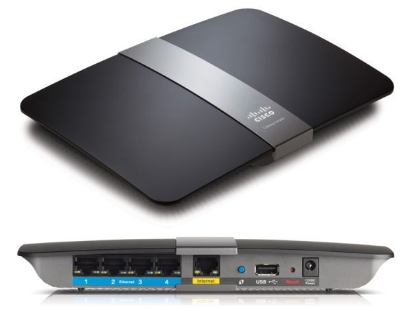 A ma bemutatott Linksys-routerek zászlóshajója, az E4200 típus.