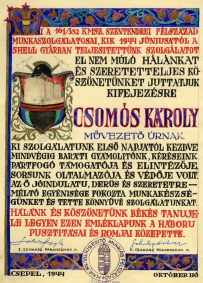A101/352-es számú félszázad munkaszolgálatosai által készített 