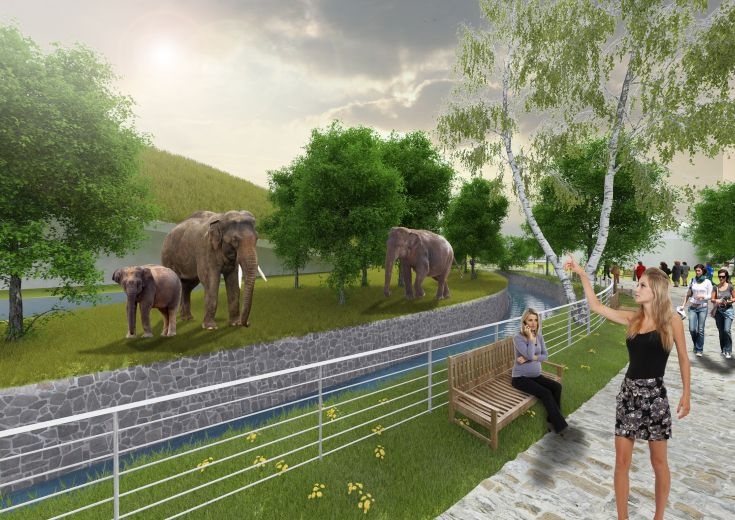 Elefántok, minrtha csak Afrikában lennének; látványtervi kép. 
