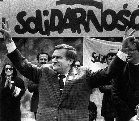 Wałęsa a Szolidaritás élén.