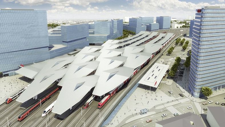 Ilyen lesz átadása után a bécsi Hauptbahnhof /Főpályaudvar. (Látványterv: ÖBB Aldinger & Wolf)