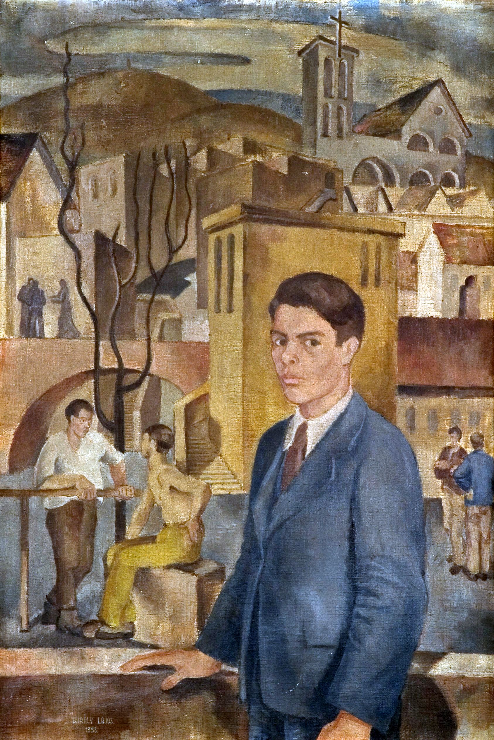 Király Lajos: Önarckép Pécsett (Diákélet) (1938)