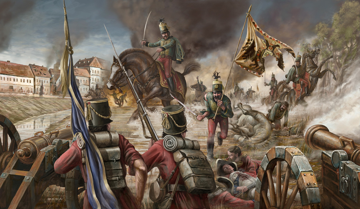 A győri csata Bera Károly festményén.