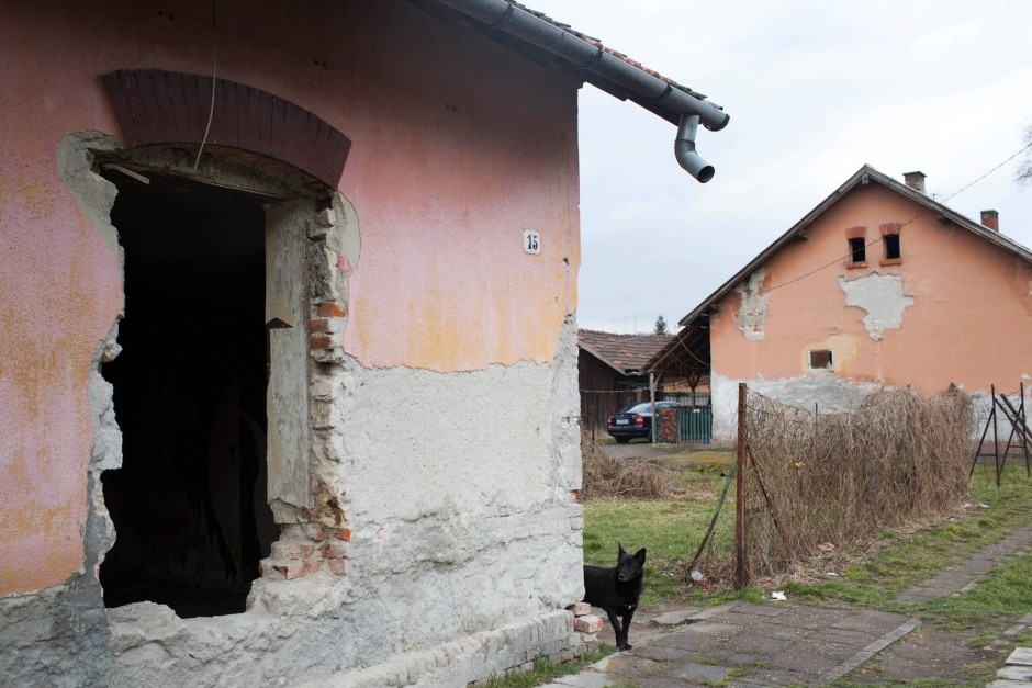 Ein geräumtes Haus in Miskolc