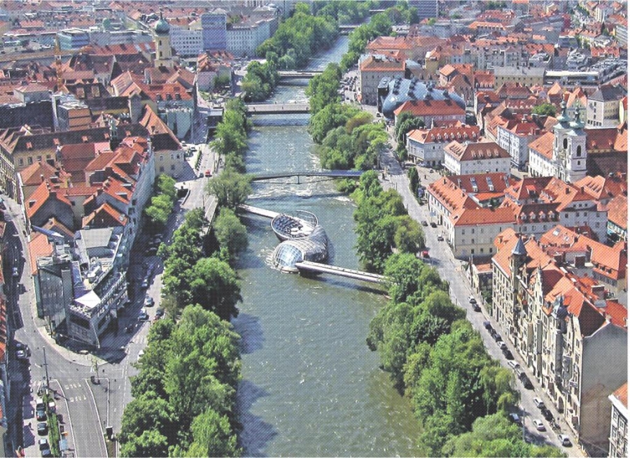 A Mura menti Grác madártávlatból.