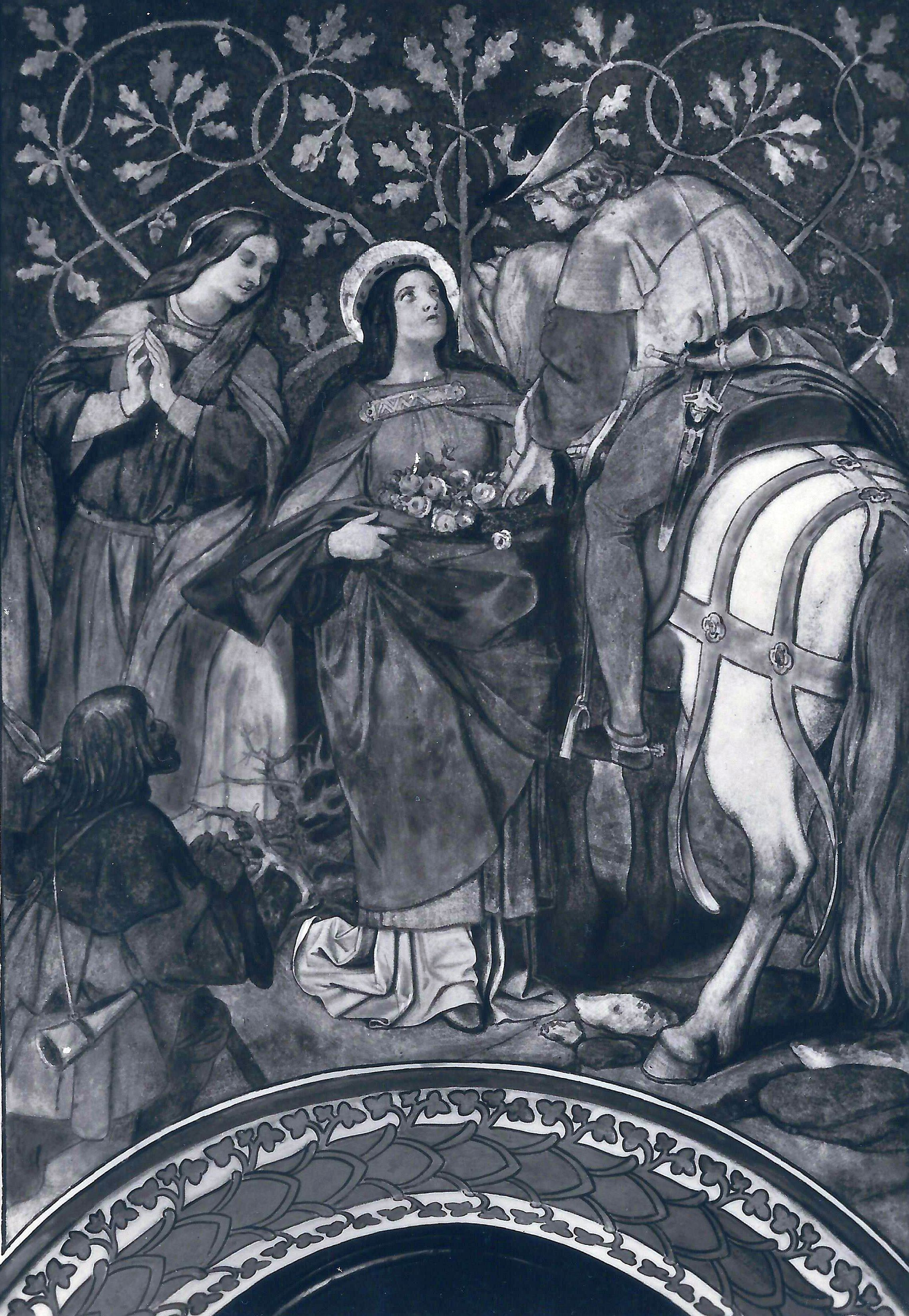 Moritz von Schwind: A rózsacsoda; falikép Wartburg várának Erzsébet-galériájában.