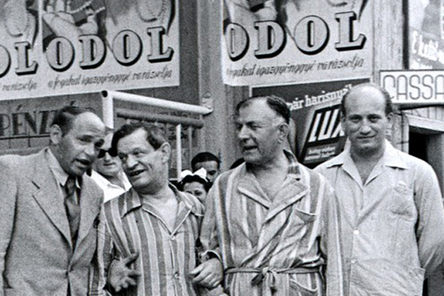 Karinthy Frigyes (balról a második), Salamon Béla és Rejtő Jenő.