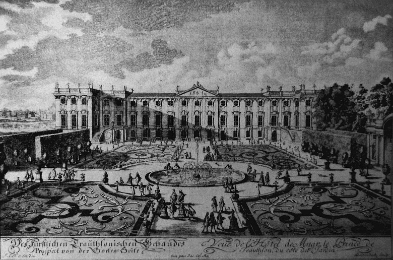 A Trautson-palota rézkarcon Bessenyei korában.