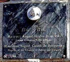 Benyovszky antananarivói (Madagaszkár) emléktáblája.