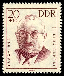 Alpár Gyula egy NDK-bélyegen.