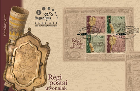 Európa-bélyeg régi postai útvonalakkal