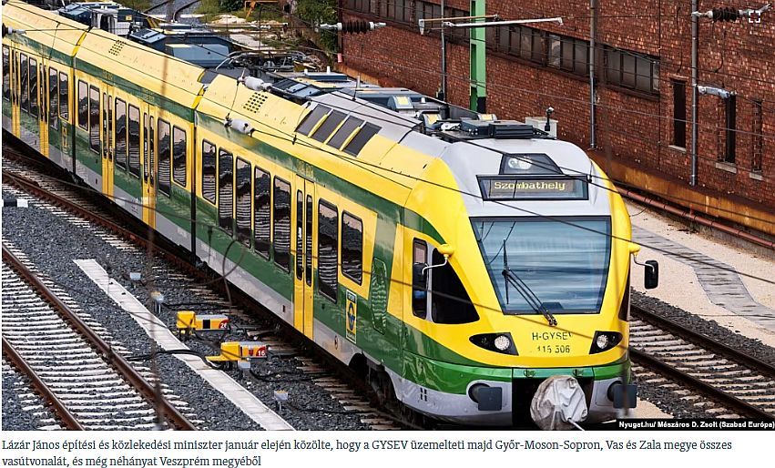 Jó 750 kilométer vasúti pályát vett át a GYSEV a MÁV-tól