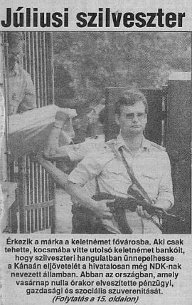 Az újságíró archívumából – nyugati váltotta a keleti márkát