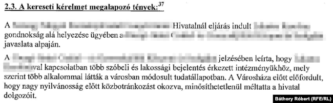 A birtokunkba került kereseti levél fő indokaként a panaszok és a hivatali dolgozók szidása állt.